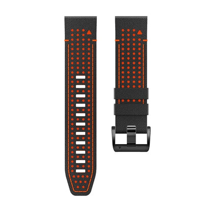 For Garmin Fenix 7 / 7 Pro Watch Strap 22mm Leather + Silicone Watch Band