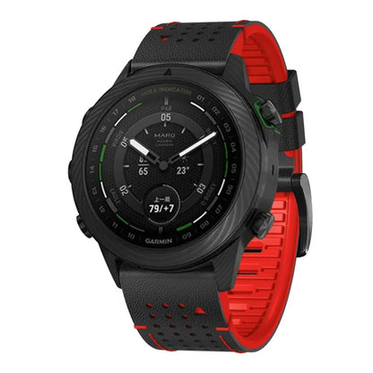 For Garmin Fenix 7 / 7 Pro Watch Strap 22mm Leather + Silicone Watch Band