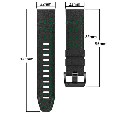 For Garmin Fenix 7 / 7 Pro Watch Strap 22mm Leather + Silicone Watch Band
