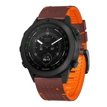 For Garmin Fenix 7 / 7 Pro Watch Strap 22mm Leather + Silicone Watch Band