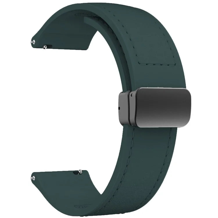 For Huawei Watch GT 3 42mm / GT 3 Pro 43mm Watch Band 20mm Leather Coated Silicone Strap with Magnetic Buckle