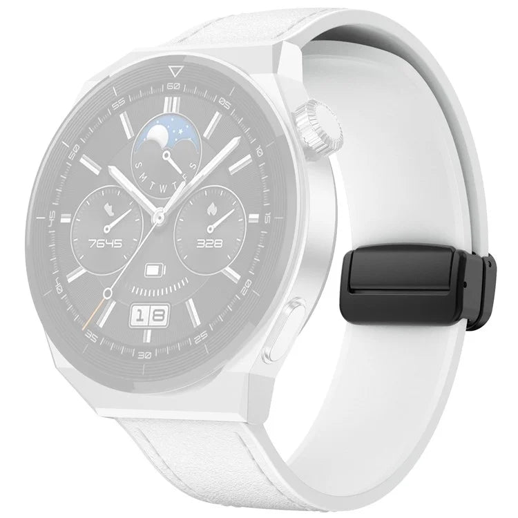 For Huawei Watch GT 3 42mm / GT 3 Pro 43mm Watch Band 20mm Leather Coated Silicone Strap with Magnetic Buckle
