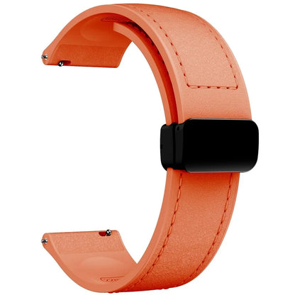 For Huawei Watch GT 3 42mm / GT 3 Pro 43mm Watch Band 20mm Leather Coated Silicone Strap with Magnetic Buckle