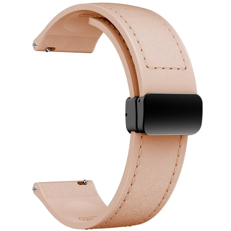 For Huawei Watch GT 3 42mm / GT 3 Pro 43mm Watch Band 20mm Leather Coated Silicone Strap with Magnetic Buckle