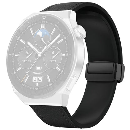 For Huawei Watch GT 3 42mm / GT 3 Pro 43mm Watch Band 20mm Leather Coated Silicone Strap with Magnetic Buckle