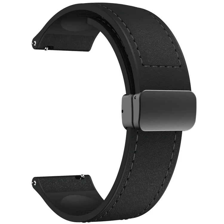 For Huawei Watch GT 3 42mm / GT 3 Pro 43mm Watch Band 20mm Leather Coated Silicone Strap with Magnetic Buckle