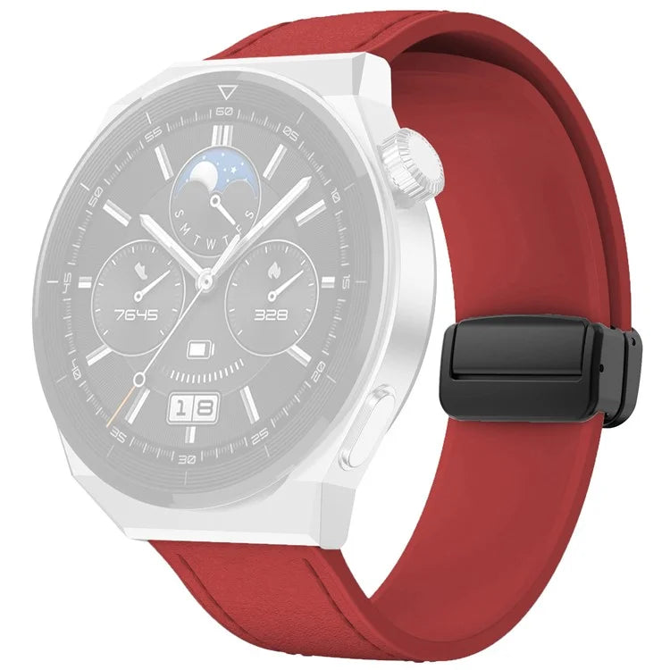 For Huawei Watch GT 3 42mm / GT 3 Pro 43mm Watch Band 20mm Leather Coated Silicone Strap with Magnetic Buckle