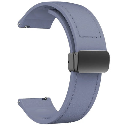 For Huawei Watch GT 3 42mm / GT 3 Pro 43mm Watch Band 20mm Leather Coated Silicone Strap with Magnetic Buckle Purple