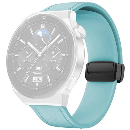 For Huawei Watch GT 3 42mm / GT 3 Pro 43mm Watch Band 20mm Leather Coated Silicone Strap with Magnetic Buckle
