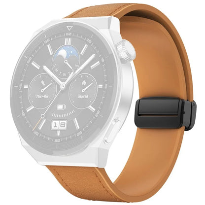 For Huawei Watch GT 3 42mm / GT 3 Pro 43mm Watch Band 20mm Leather Coated Silicone Strap with Magnetic Buckle