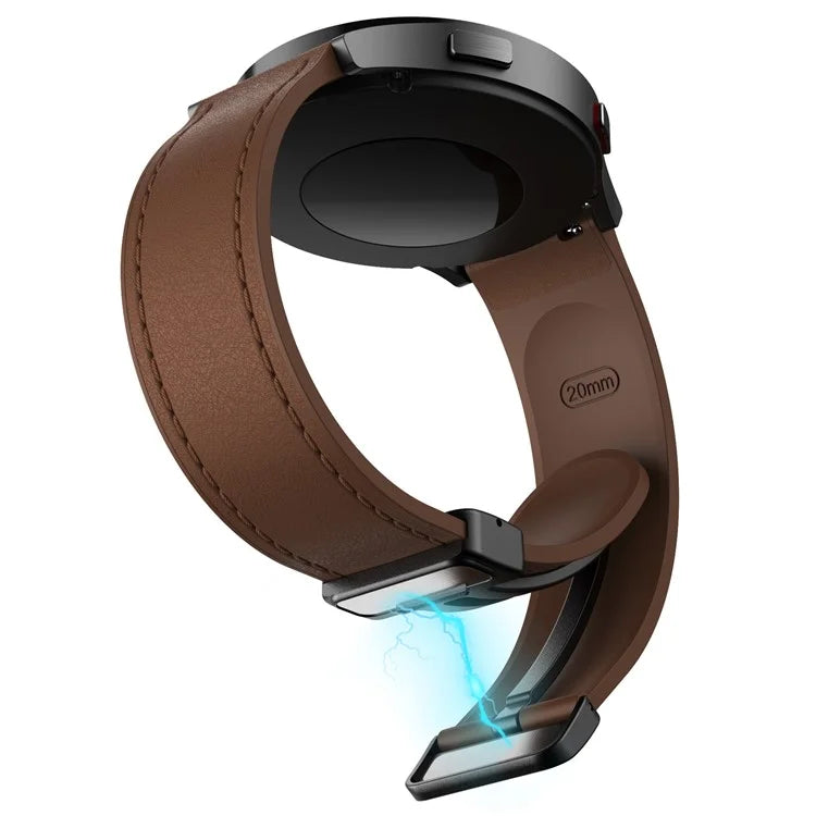 For Huawei Watch GT 3 42mm / GT 3 Pro 43mm Watch Band 20mm Leather Coated Silicone Strap with Magnetic Buckle