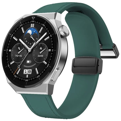 For Huawei Watch GT 3 42mm / GT 3 Pro 43mm Watch Band 20mm Leather Coated Silicone Strap with Magnetic Buckle