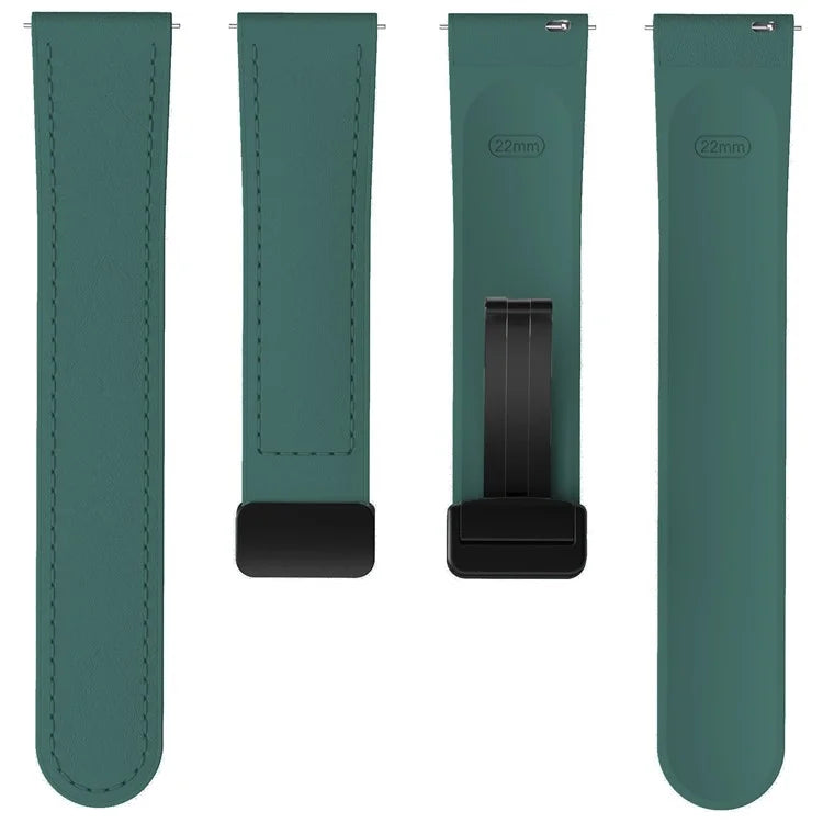 For Huawei Watch GT 3 42mm / GT 3 Pro 43mm Watch Band 20mm Leather Coated Silicone Strap with Magnetic Buckle