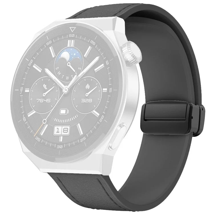 For Huawei Watch GT 3 42mm / GT 3 Pro 43mm Watch Band 20mm Leather Coated Silicone Strap with Magnetic Buckle