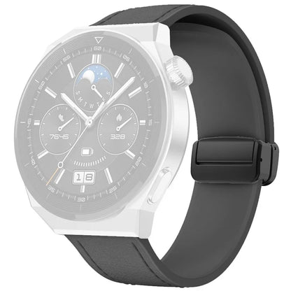 For Huawei Watch GT 3 42mm / GT 3 Pro 43mm Watch Band 20mm Leather Coated Silicone Strap with Magnetic Buckle
