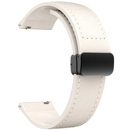 For Huawei Watch GT 3 42mm / GT 3 Pro 43mm Watch Band 20mm Leather Coated Silicone Strap with Magnetic Buckle