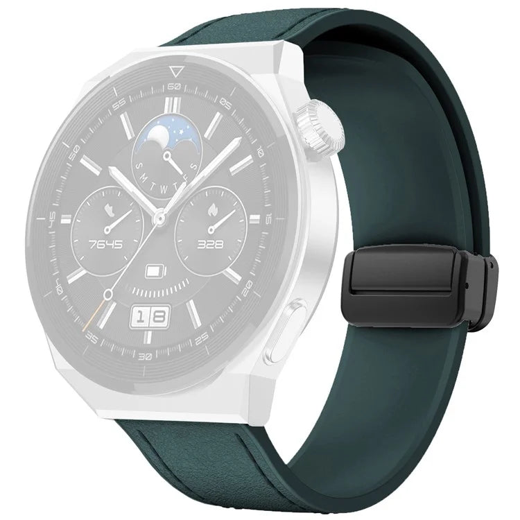 For Huawei Watch 4 / 4 Pro / GT 4 46mm Watch Strap 22mm Magnetic Leather Coated Silicone Band