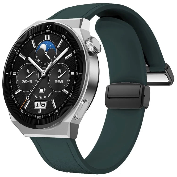 For Huawei Watch 4 / 4 Pro / GT 4 46mm Watch Strap 22mm Magnetic Leather Coated Silicone Band