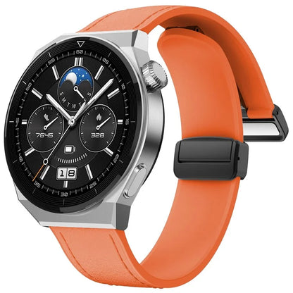 For Huawei Watch 4 / 4 Pro / GT 4 46mm Watch Strap 22mm Magnetic Leather Coated Silicone Band