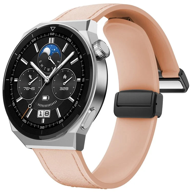 For Huawei Watch 4 / 4 Pro / GT 4 46mm Watch Strap 22mm Magnetic Leather Coated Silicone Band