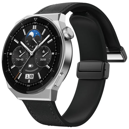 For Huawei Watch 4 / 4 Pro / GT 4 46mm Watch Strap 22mm Magnetic Leather Coated Silicone Band
