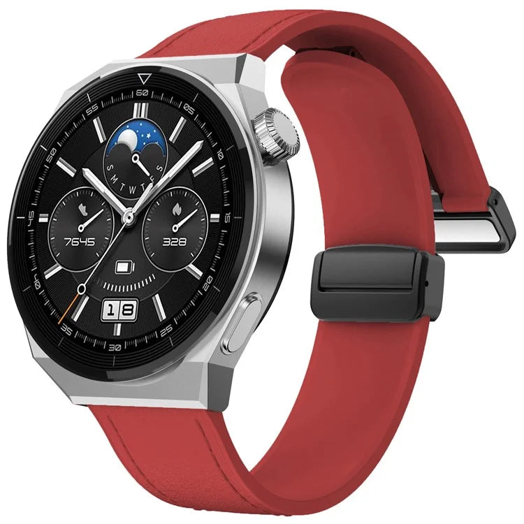 For Huawei Watch 4 / 4 Pro / GT 4 46mm Watch Strap 22mm Magnetic Leather Coated Silicone Band