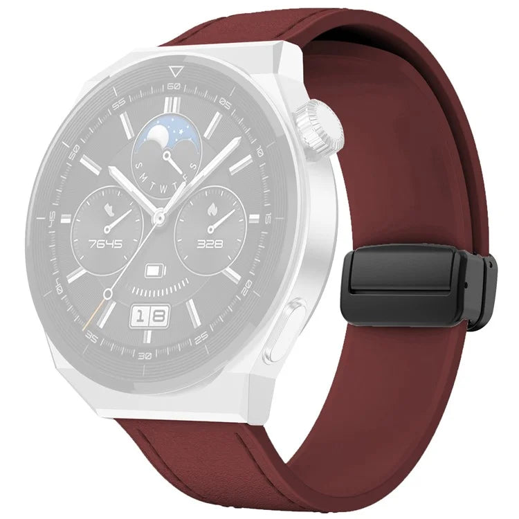 For Huawei Watch 4 / 4 Pro / GT 4 46mm Watch Strap 22mm Magnetic Leather Coated Silicone Band