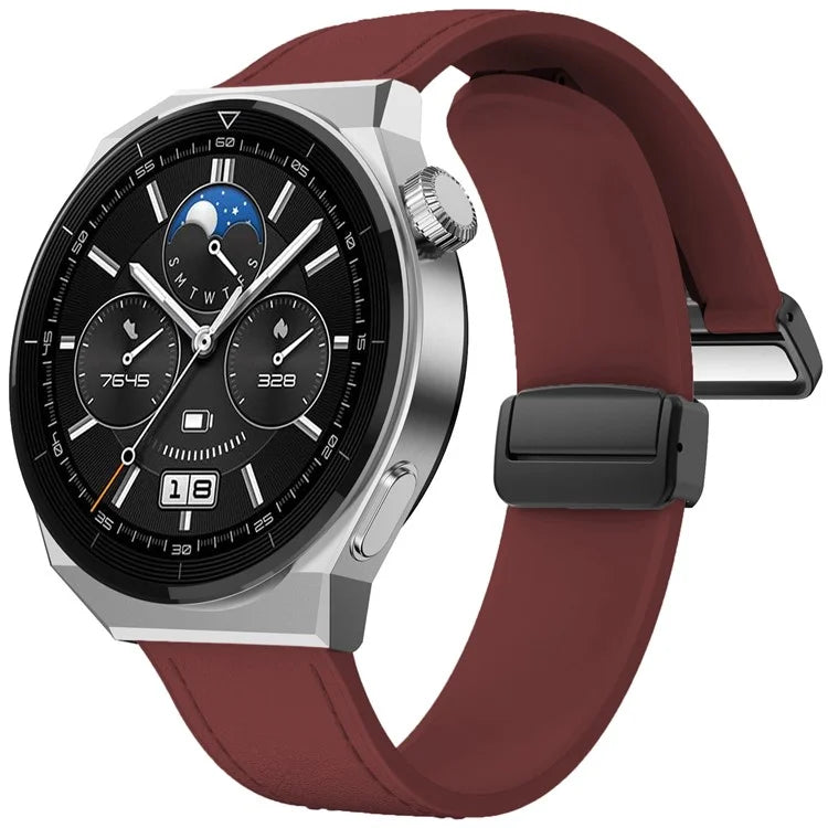 For Huawei Watch 4 / 4 Pro / GT 4 46mm Watch Strap 22mm Magnetic Leather Coated Silicone Band
