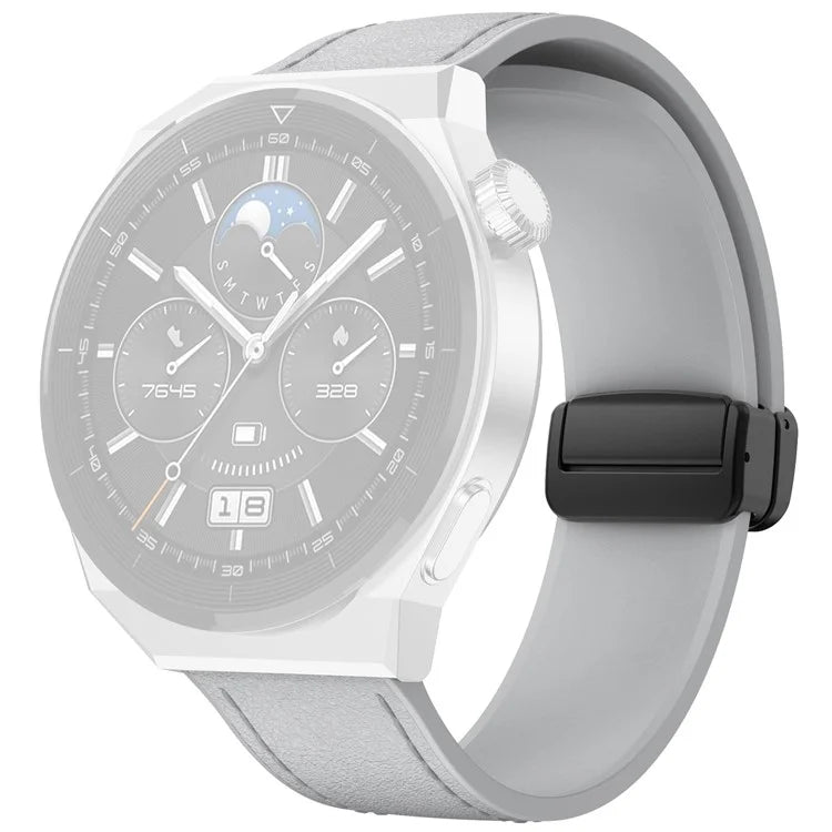 For Huawei Watch 4 / 4 Pro / GT 4 46mm Watch Strap 22mm Magnetic Leather Coated Silicone Band