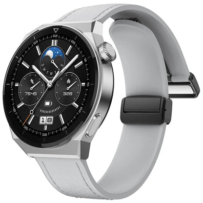For Huawei Watch 4 / 4 Pro / GT 4 46mm Watch Strap 22mm Magnetic Leather Coated Silicone Band
