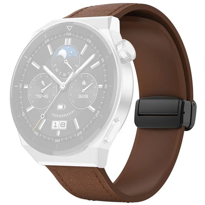 For Huawei Watch 4 / 4 Pro / GT 4 46mm Watch Strap 22mm Magnetic Leather Coated Silicone Band