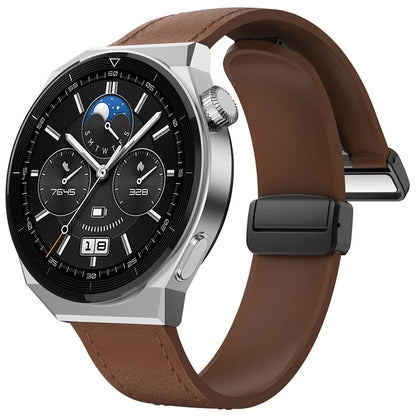 For Huawei Watch 4 / 4 Pro / GT 4 46mm Watch Strap 22mm Magnetic Leather Coated Silicone Band