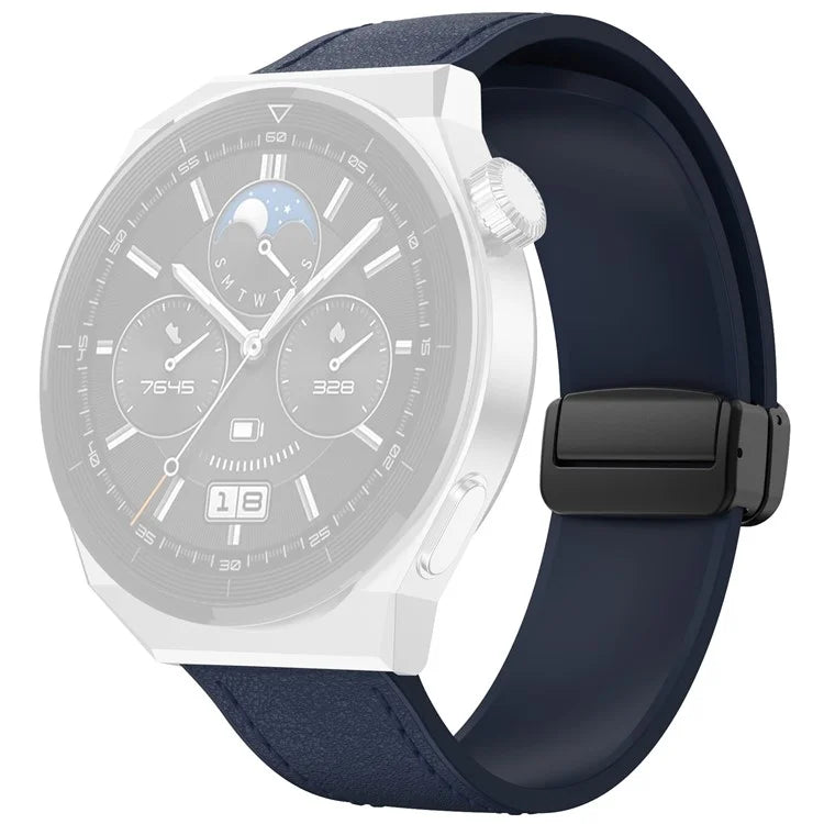 For Huawei Watch 4 / 4 Pro / GT 4 46mm Watch Strap 22mm Magnetic Leather Coated Silicone Band