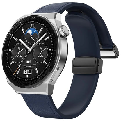 For Huawei Watch 4 / 4 Pro / GT 4 46mm Watch Strap 22mm Magnetic Leather Coated Silicone Band