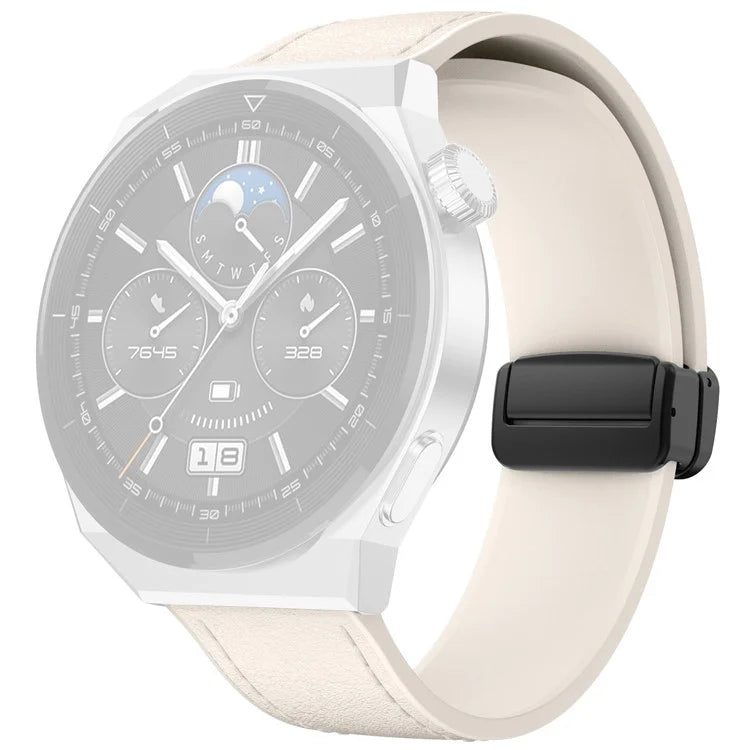 For Huawei Watch 4 / 4 Pro / GT 4 46mm Watch Strap 22mm Magnetic Leather Coated Silicone Band