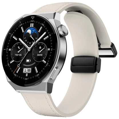 For Huawei Watch 4 / 4 Pro / GT 4 46mm Watch Strap 22mm Magnetic Leather Coated Silicone Band