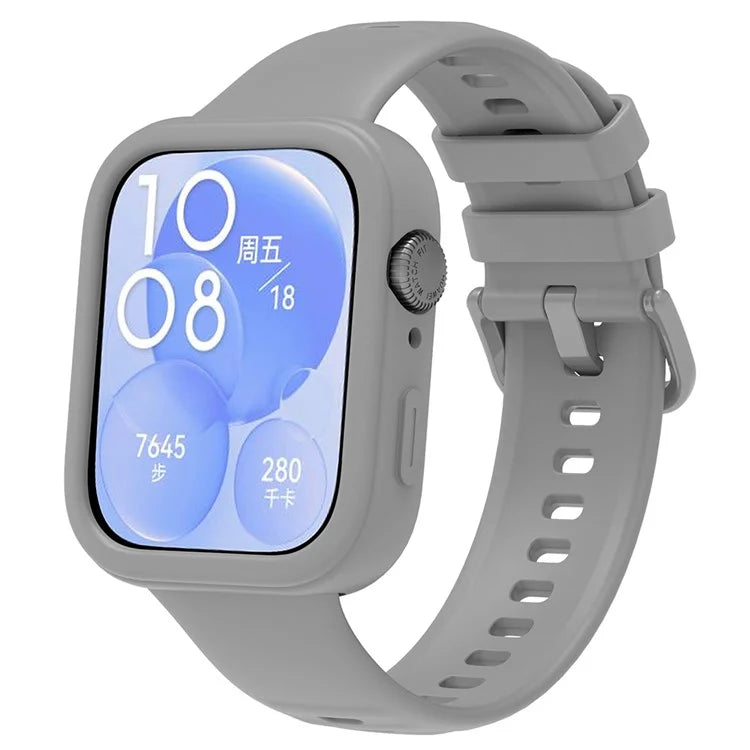 For Huawei Watch Fit 3 Silicone Band Wrist Strap with Watch Case