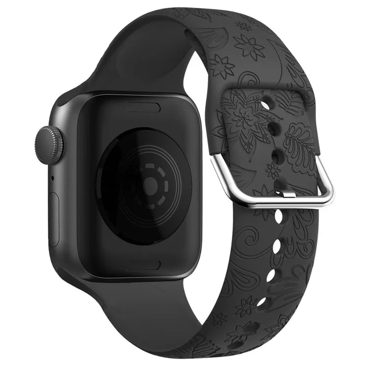 Pattern Imprinted Strap for Apple Watch Series 9 8 7 41mm / 6 5 4 SE (2023) SE (2022) SE 40mm / 3 2 1 38mm Silicone Watch Band