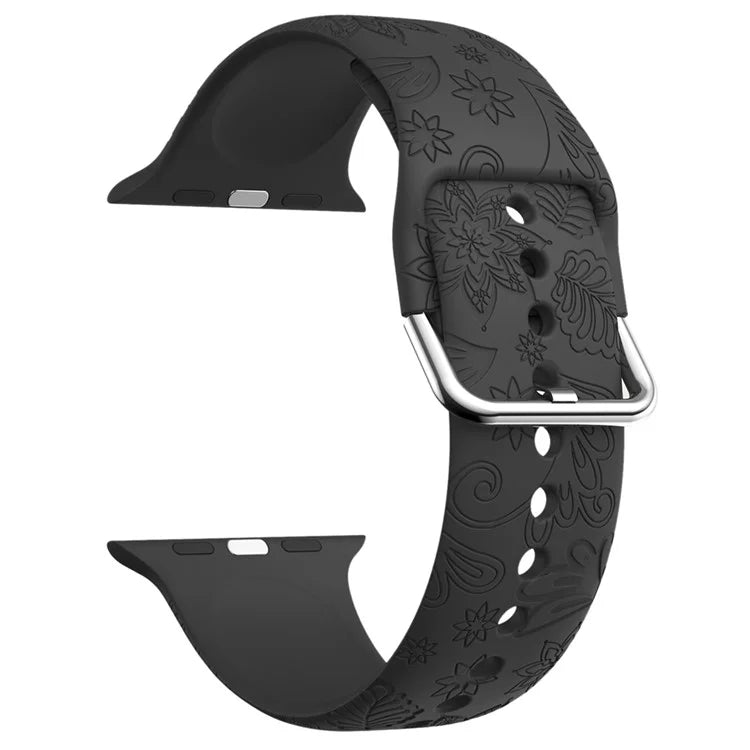 Pattern Imprinted Strap for Apple Watch Series 9 8 7 41mm / 6 5 4 SE (2023) SE (2022) SE 40mm / 3 2 1 38mm Silicone Watch Band