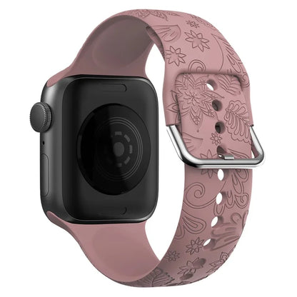 Pattern Imprinted Strap for Apple Watch Series 9 8 7 41mm / 6 5 4 SE (2023) SE (2022) SE 40mm / 3 2 1 38mm Silicone Watch Band
