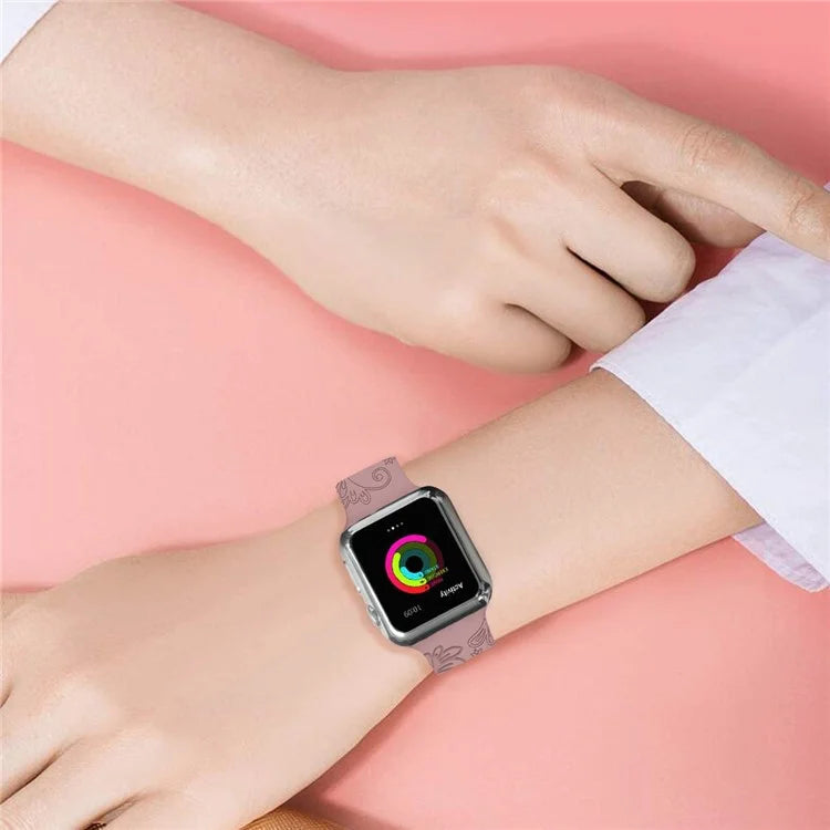 Pattern Imprinted Strap for Apple Watch Series 9 8 7 41mm / 6 5 4 SE (2023) SE (2022) SE 40mm / 3 2 1 38mm Silicone Watch Band