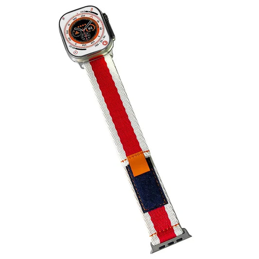For Apple Watch Ultra 2 Ultra 49mm / 9 8 7 45mm / 6 5 4 SE (2022) SE (2023) SE 44mm / 3 2 1 42mm Contrast Color Canvas Watch Strap