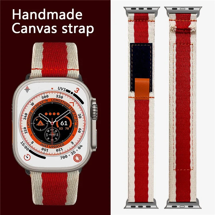For Apple Watch Series 9 8 7 41mm / 6 5 4 SE (2023) SE (2022) SE 40mm / 3 2 1 38mm Contrast Color Canvas Band Adjustable Watch Strap