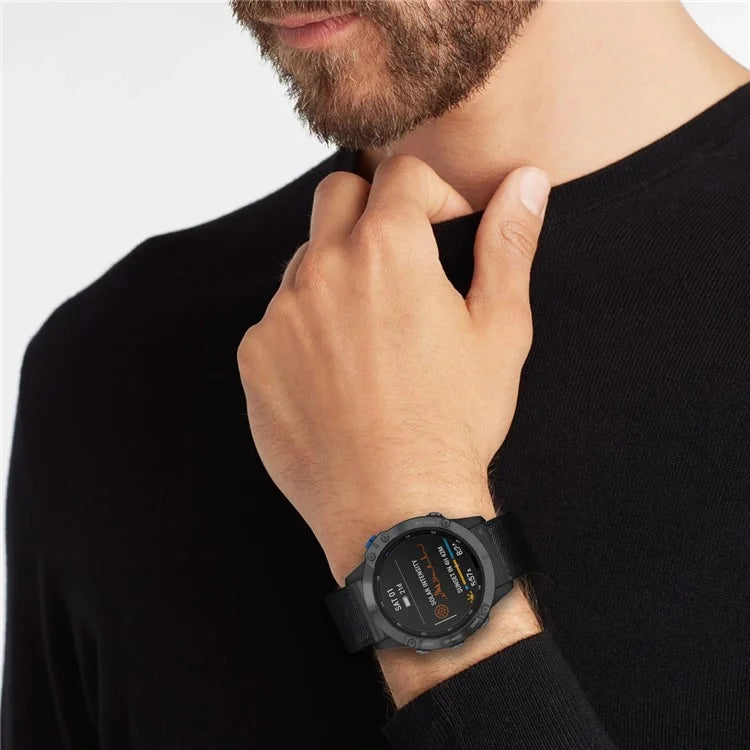 For Garmin Fenix 7 Pro / 7 / 6 / 5 Leather Wrist Band Adjustable Watch Strap with Metal Pin Buckle