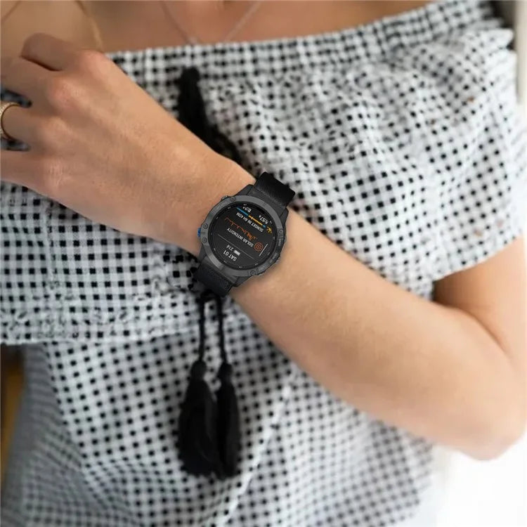 For Garmin Fenix 7 Pro / 7 / 6 / 5 Leather Wrist Band Adjustable Watch Strap with Metal Pin Buckle