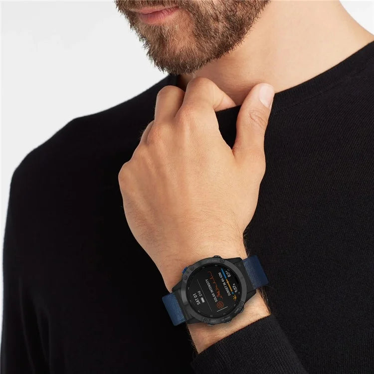For Garmin Fenix 7 Pro / 7 / 6 / 5 Leather Wrist Band Adjustable Watch Strap with Metal Pin Buckle