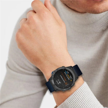 For Garmin Fenix 7 Pro / 7 / 6 / 5 Leather Wrist Band Adjustable Watch Strap with Metal Pin Buckle