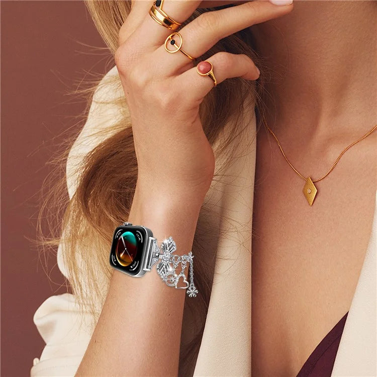 For Huawei Watch Fit 3 Rhinestones Decor Pendants Design Watch Strap Alloy Bracelet