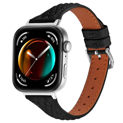 Genuine Cow Leather Band for Huawei Watch Fit 3 Rhombus Imprinted Watch Strap