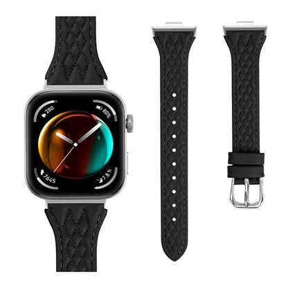Genuine Cow Leather Band for Huawei Watch Fit 3 Rhombus Imprinted Watch Strap